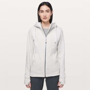 NWT! Lululemon Scuba Plush Hoodie - Heathered White / Light Grey - Size 6